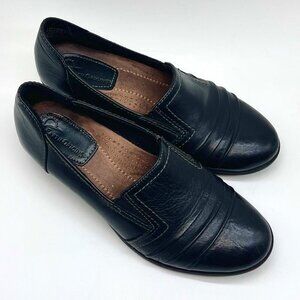 Earth Origins Laughlin Black Leather Slip-On Comfort Loafers Shoes Size 6.5